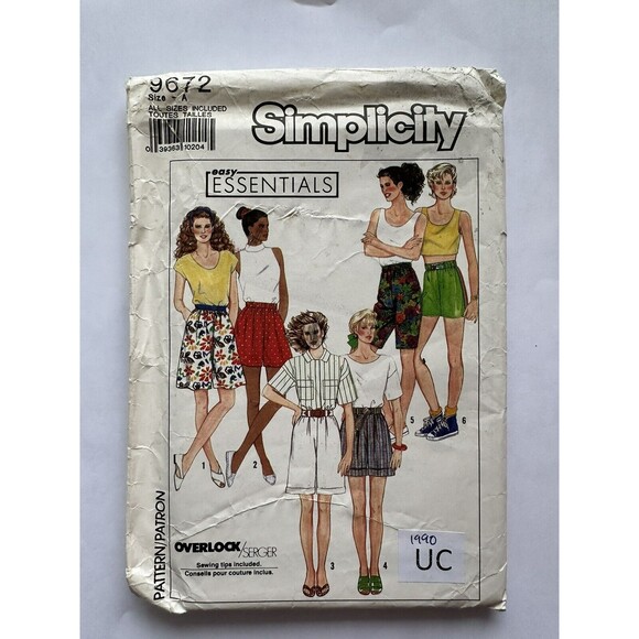 Vintage Simplicity Sewing Pattern 9672 Full Slim Cuffed Shorts Sz 6-24 UNCUT - Picture 1 of 2